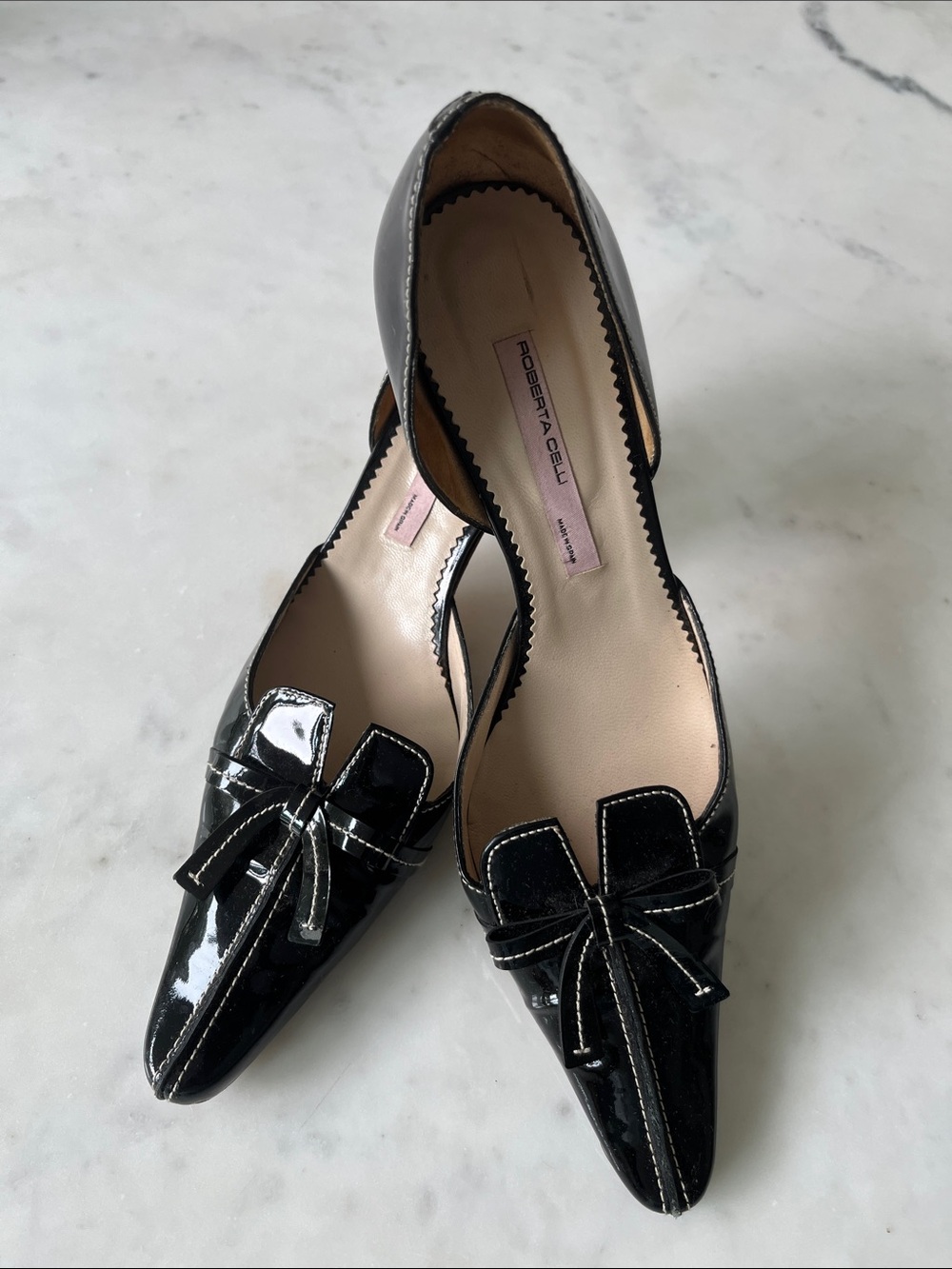 Black Patent Pointed-Toe d’orsey pumps